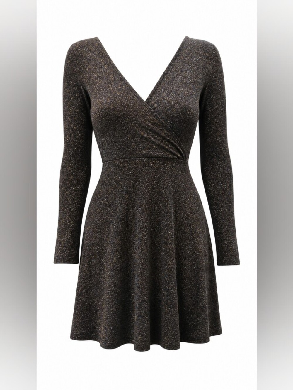 Express Charcoal Black Wrap-Style Long Sleeve Dress SZ XS